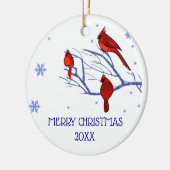 赤い深紅色 |カスタムクリスマス セラミックオーナメント (左)