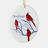 赤い深紅色 |カスタムクリスマス セラミックオーナメント (右)