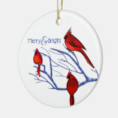 赤い深紅色 |カスタムクリスマス セラミックオーナメント (左)