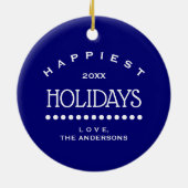 赤い深紅色 |カスタムクリスマス セラミックオーナメント (裏面)