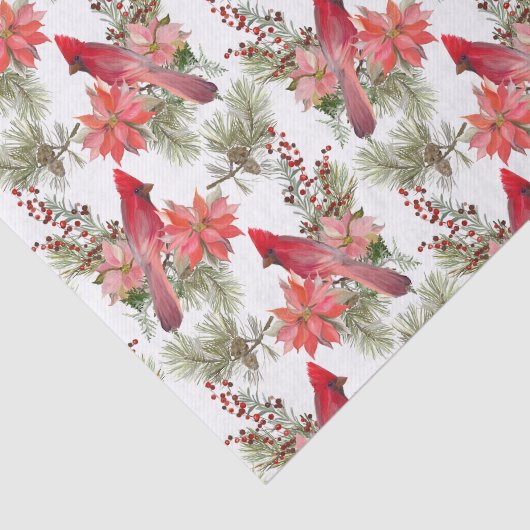赤い深紅色、果実とポインセチアの花 薄葉紙 (詳細)