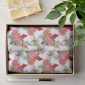 赤い深紅色、果実とポインセチアの花 薄葉紙 (ギフト)