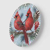 赤い深紅色,果実,松の枝,ピネコン ラージ壁時計 (傾斜)