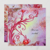 赤い渦が紫、黄色、金の輝きと混ざり合う 招待状 (正面/裏面)