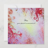 赤い渦が紫、黄色、金の輝きと混ざり合う 招待状 (裏面)