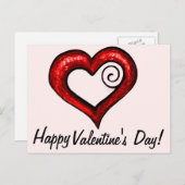 赤い渦巻きハート シーズンポストカード (正面/裏面)