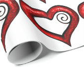 赤い渦巻きハート ラッピングペーパー (ロールコーナー)