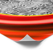 赤い渦巻きフレーム自分の写真を作成 ポスター (角)