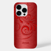 赤い渦巻きメタリック赤ブラシ仕上げスチールの外観 Case-Mate iPhoneケース (裏面)