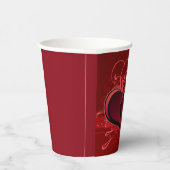 赤い渦巻き旋回&ハートラブバレンタイン 紙コップ (右)