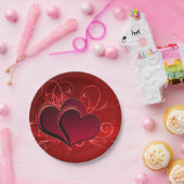 赤い渦巻き旋回&ハート紙プレート7"ラブバレンタイン ペーパープレート (パーティー)