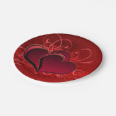 赤い渦巻き旋回&ハート紙プレート7"ラブバレンタイン ペーパープレート (アングル)