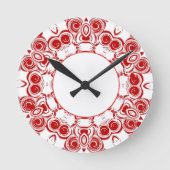 赤い渦巻き時計 ラウンド壁時計 (正面)