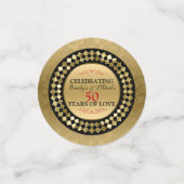 赤い渦巻き金ゴールドとダマスク コンフェッティ (スモール正面)