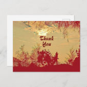 赤い温かい夕焼けの景色の木々　ありがとう　ポストカード ポストカード (正面/裏面)