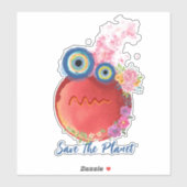 赤い温暖化地球、惑星ステッカーを保存 シール (シート)