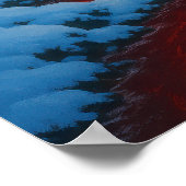 赤い滝の冬の雪のファンタジー風景 ポスター (角)