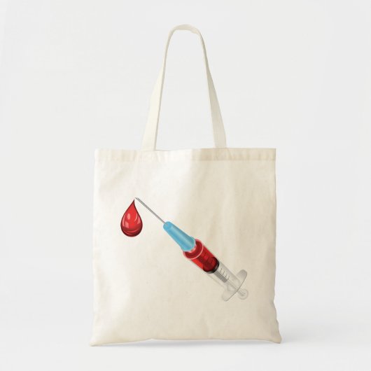赤い滴を持つ血液の注射器 トートバッグ (正面)