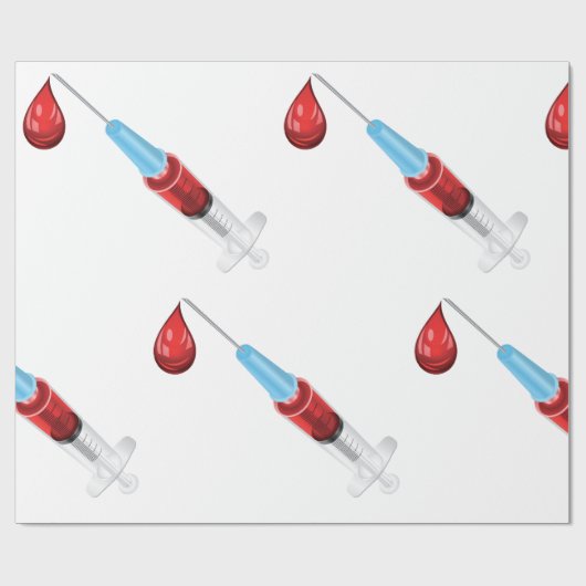 赤い滴を持つ血液の注射器 ラッピングペーパー (フラット)
