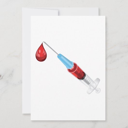 赤い滴を持つ血液の注射器 招待状 (正面)