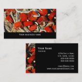 赤い漁網のシーフードの名刺のテンプレート 名刺 (正面/裏面)