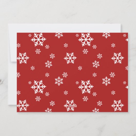 赤い漂流雪片が非常に陽気なクリスマスの写真 シーズンカード (裏面)