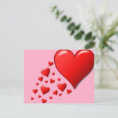 赤い漫画かわいいハートデザイン ポストカード (スタンド正面)