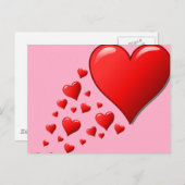 赤い漫画かわいいハートデザイン ポストカード (正面/裏面)