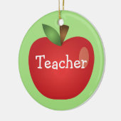 赤い漫画のアップルオングリーンと文字先生 セラミックオーナメント (左)