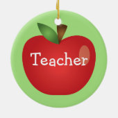 赤い漫画のアップルオングリーンと文字先生 セラミックオーナメント (裏面)
