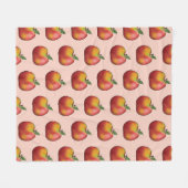 赤い漫画のリンゴの果実のパターン秋の時間 フリースブランケット (正面(横))