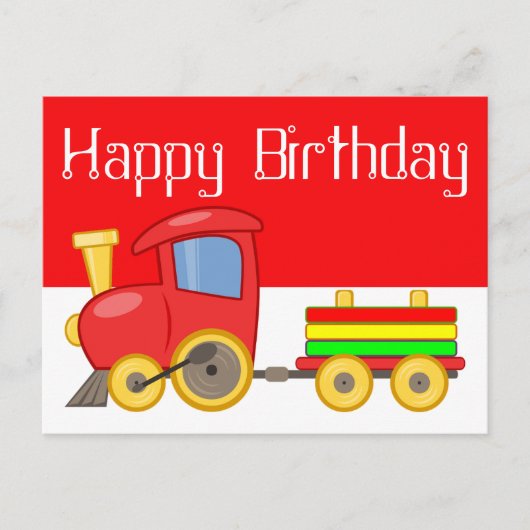 赤い漫画の列車 ポストカード (正面)