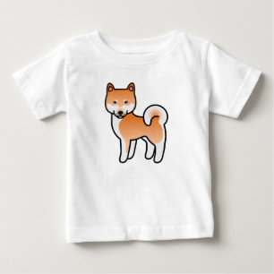 赤い漫画の柴犬 ベビーTシャツ