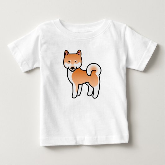 赤い漫画の柴犬 ベビーTシャツ (正面)
