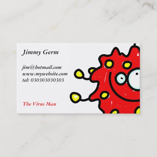 赤い漫画の細菌 名刺 (正面)