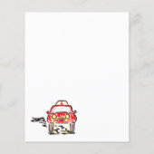 赤い漫画の車、ドライビングスクール、インストラクター広告 チラシ (裏面)