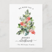 赤い漿果と柊のクリスマスの木聖降誕祭 シーズンポストカード (正面)