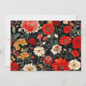 赤い濃いフローラ5 x 7水平文房具カード (裏面)