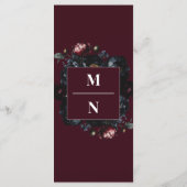 赤い濃いムーディロマンチックな黒い牡丹ゴシック結婚ズ メニュー (裏面)