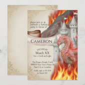 赤い火の竜と城のファンタジーパーティー 招待状 (正面/裏面)