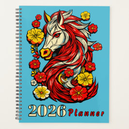 赤い火の馬 - 中国の干支 2026 プランナー手帳