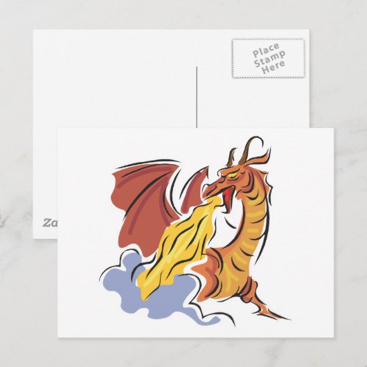赤い火吹き竜 ポストカード (正面/裏面)
