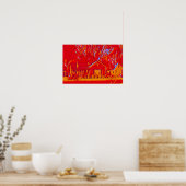 赤い火焔付きサーブル ポスター (キッチン)