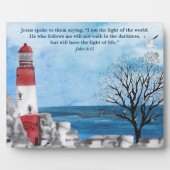 赤い灯台の聖書の水彩画 フォトプラーク (正面)