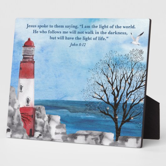 赤い灯台の聖書の水彩画 フォトプラーク (側面)