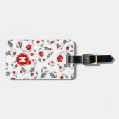 赤い灰色のサッカーチームの色のスポーツパターン ラゲッジタグ (正面横)