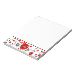 赤い灰色のサッカーボールパターン ノートパッド