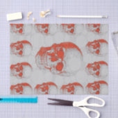 赤い灰色のスカル 薄葉紙 (クラフト)