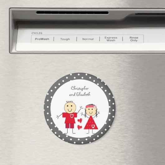 赤い灰色のドット付き数字と名前 マグネット (インサイチュ (食洗機))