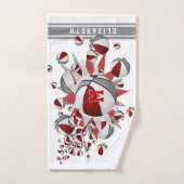 赤い灰色のバスケットボールが女の子をモノグラムの主演 ハンドタオル (ハンドタオル)